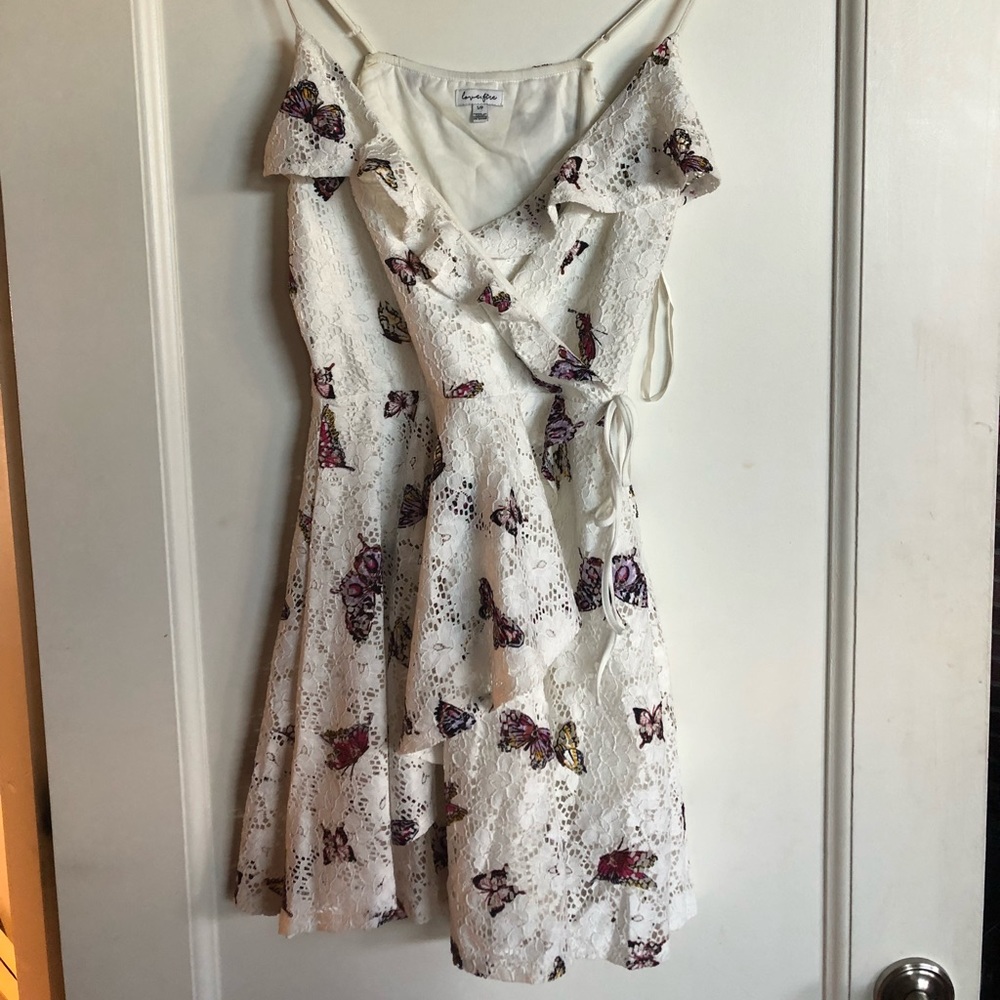 Lace faux wrap dress